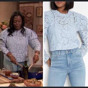 Express Elegant Blue Lace blouse